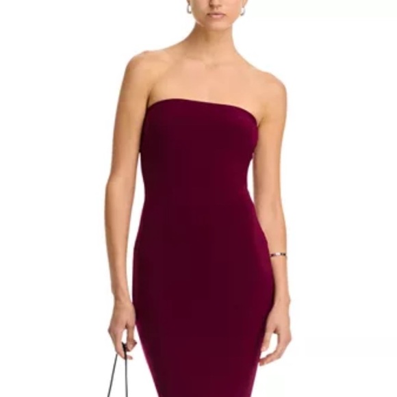 NEW! L’AGENCE Strapless Dress in Wine - Picture 1 of 12